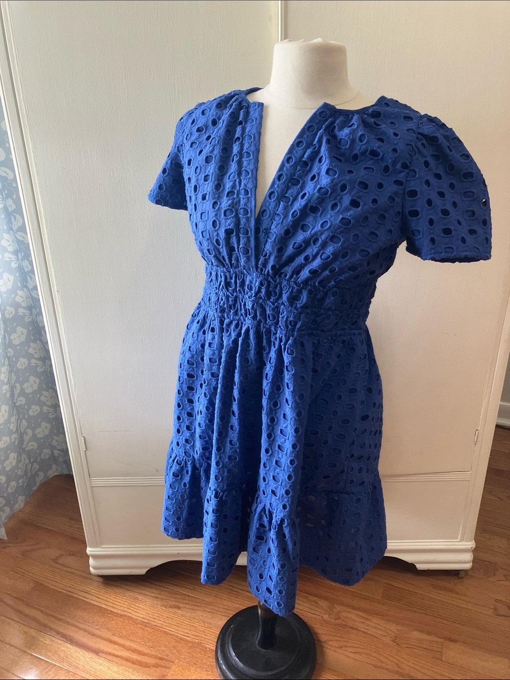 Cynthia Rowley Royal Blue Eyelet Mini Dress